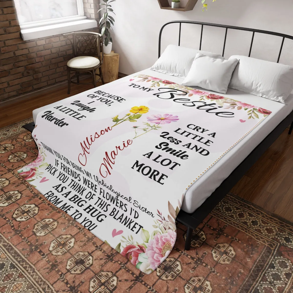 To My Bestie Personalized Fleece Blanket