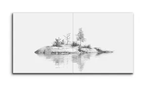 Tranquil Island Reflections in Monochrome