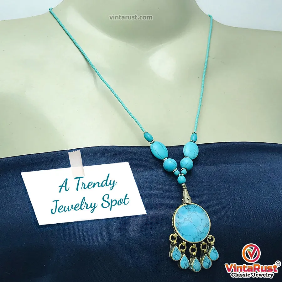 Turquoise Beaded Boho Necklace