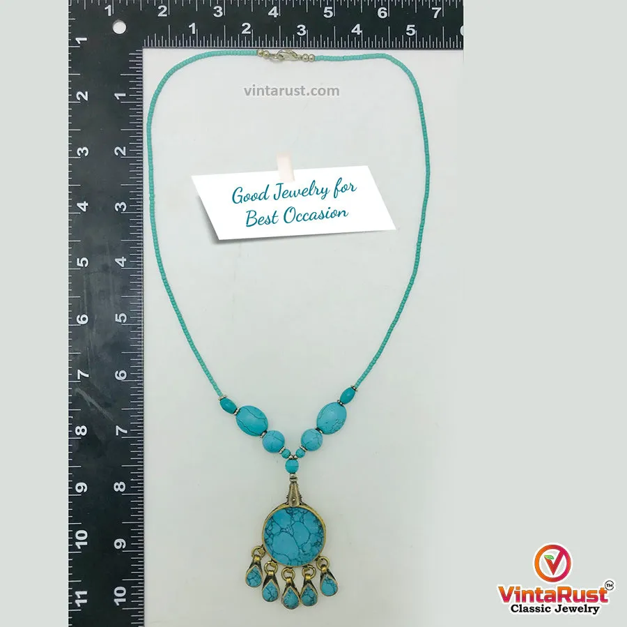 Turquoise Beaded Boho Necklace