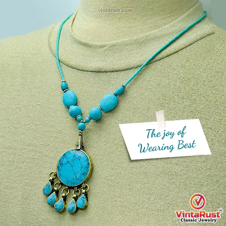 Turquoise Beaded Boho Necklace