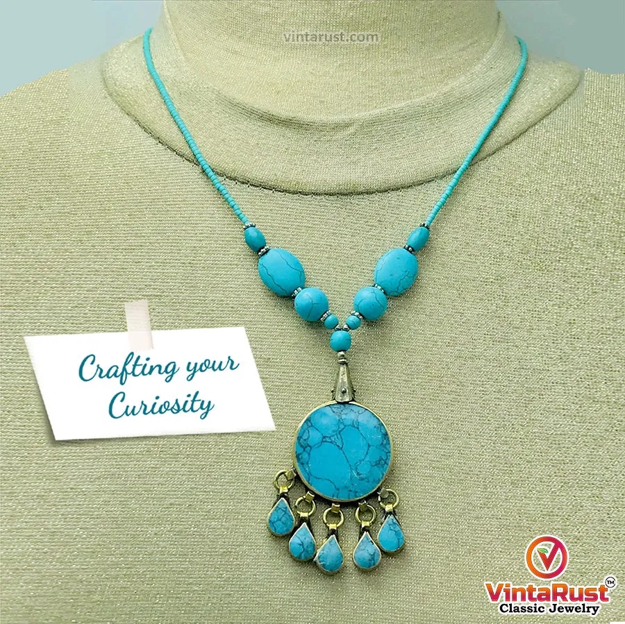 Turquoise Beaded Boho Necklace