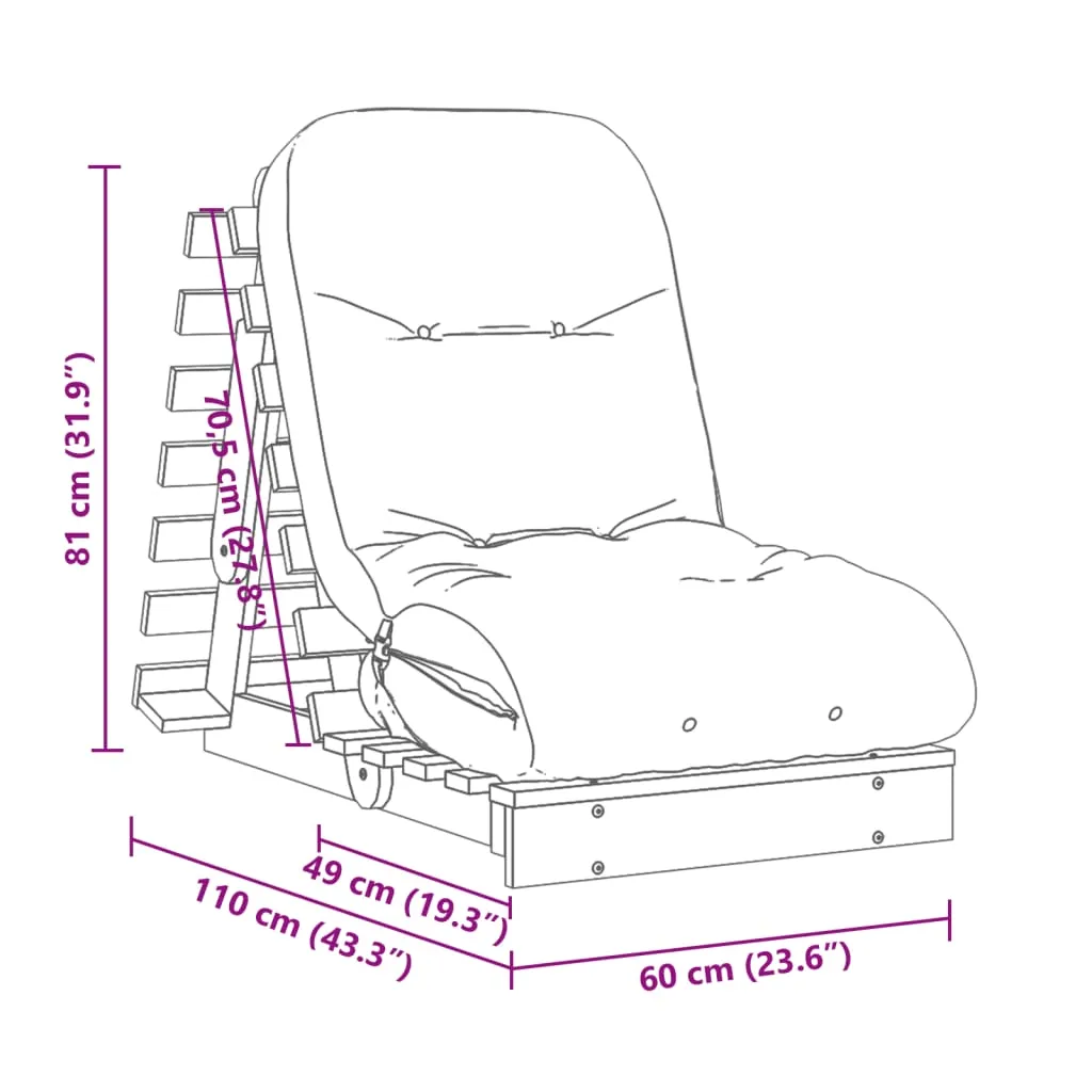 vidaXL Adjustable Solid Wood Douglas Futon Sofa Bed with Foam Mattress - Space-Saving, Stylish & Comfortable