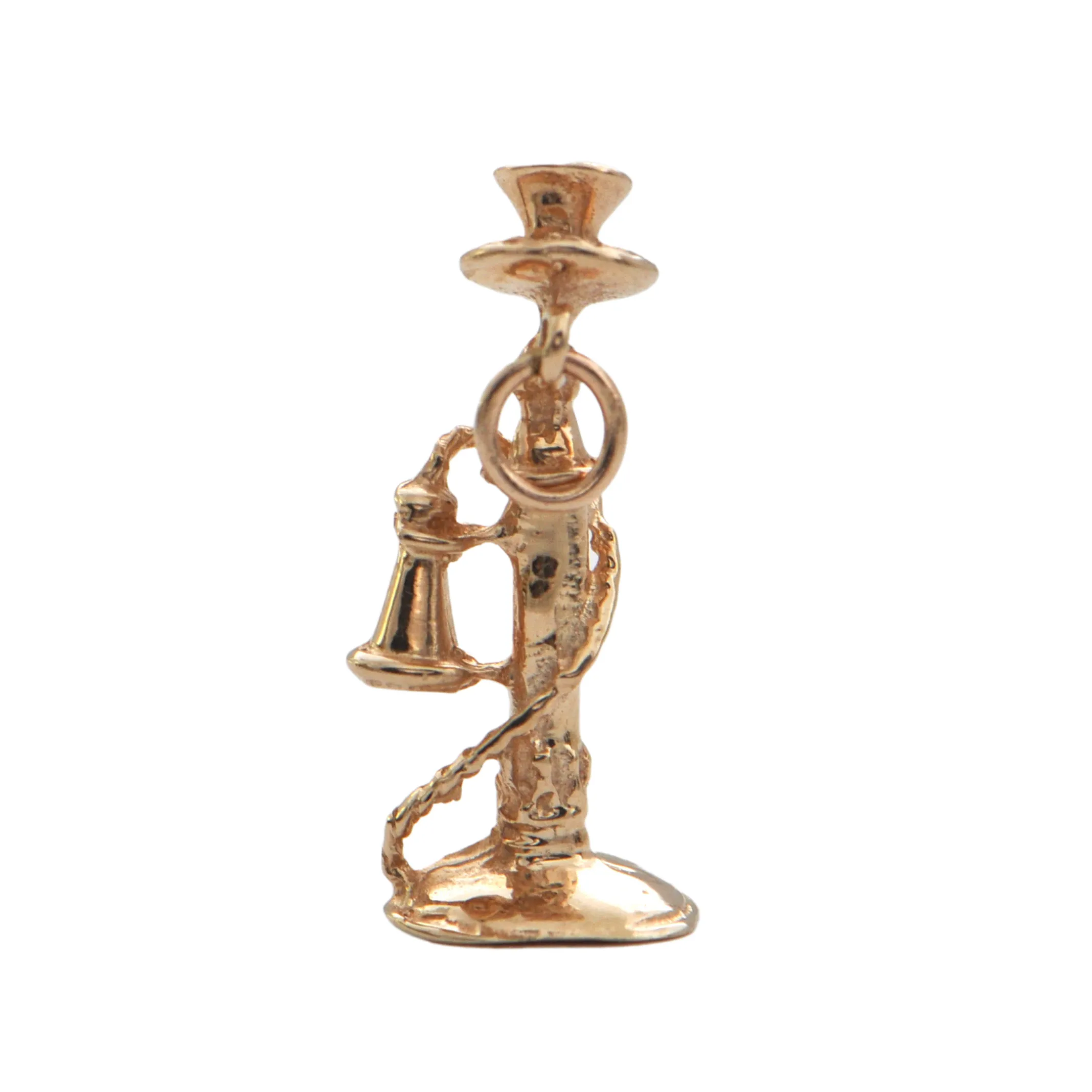 Vintage 10K Rose Gold Rotary Dial Candlestick Phone Charm