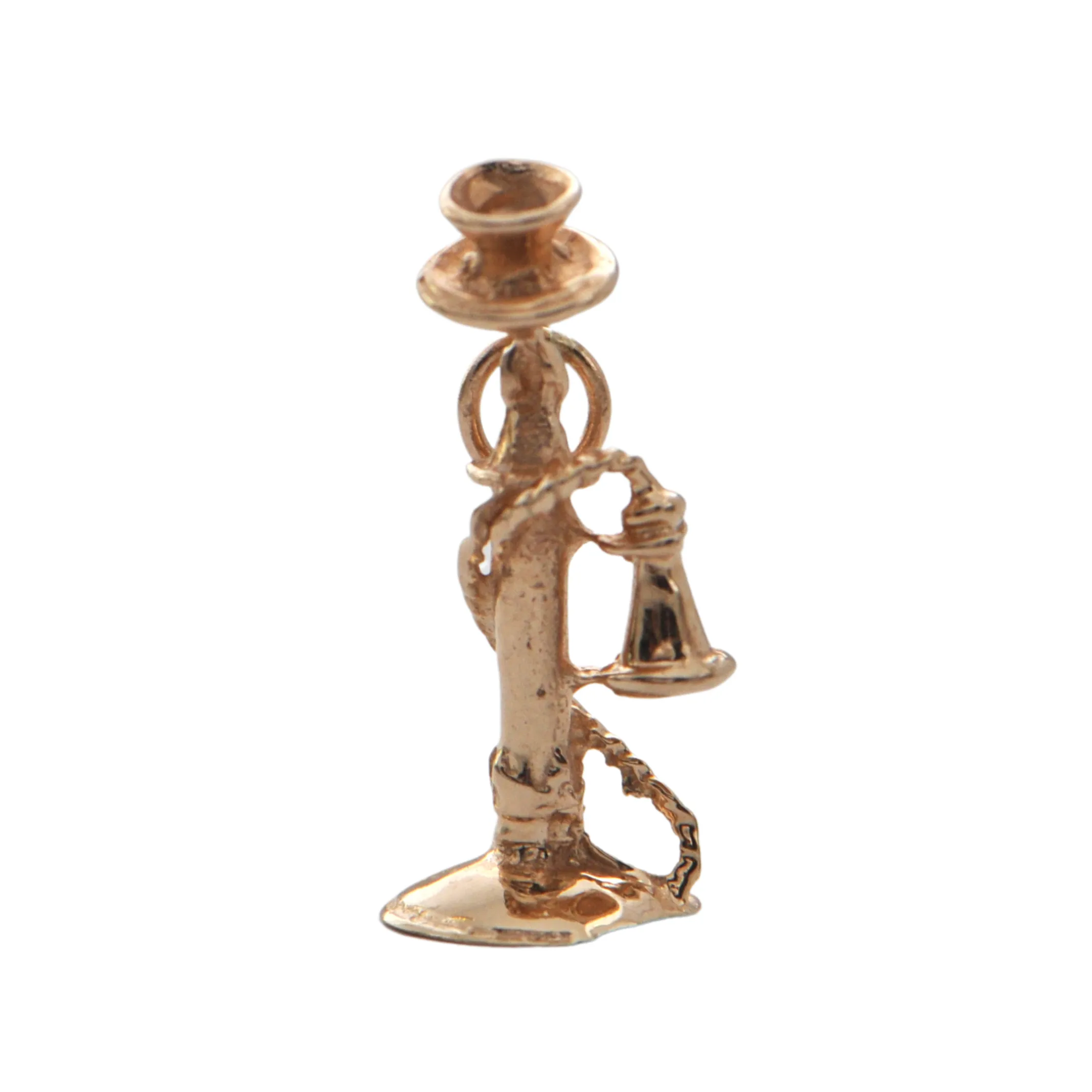 Vintage 10K Rose Gold Rotary Dial Candlestick Phone Charm