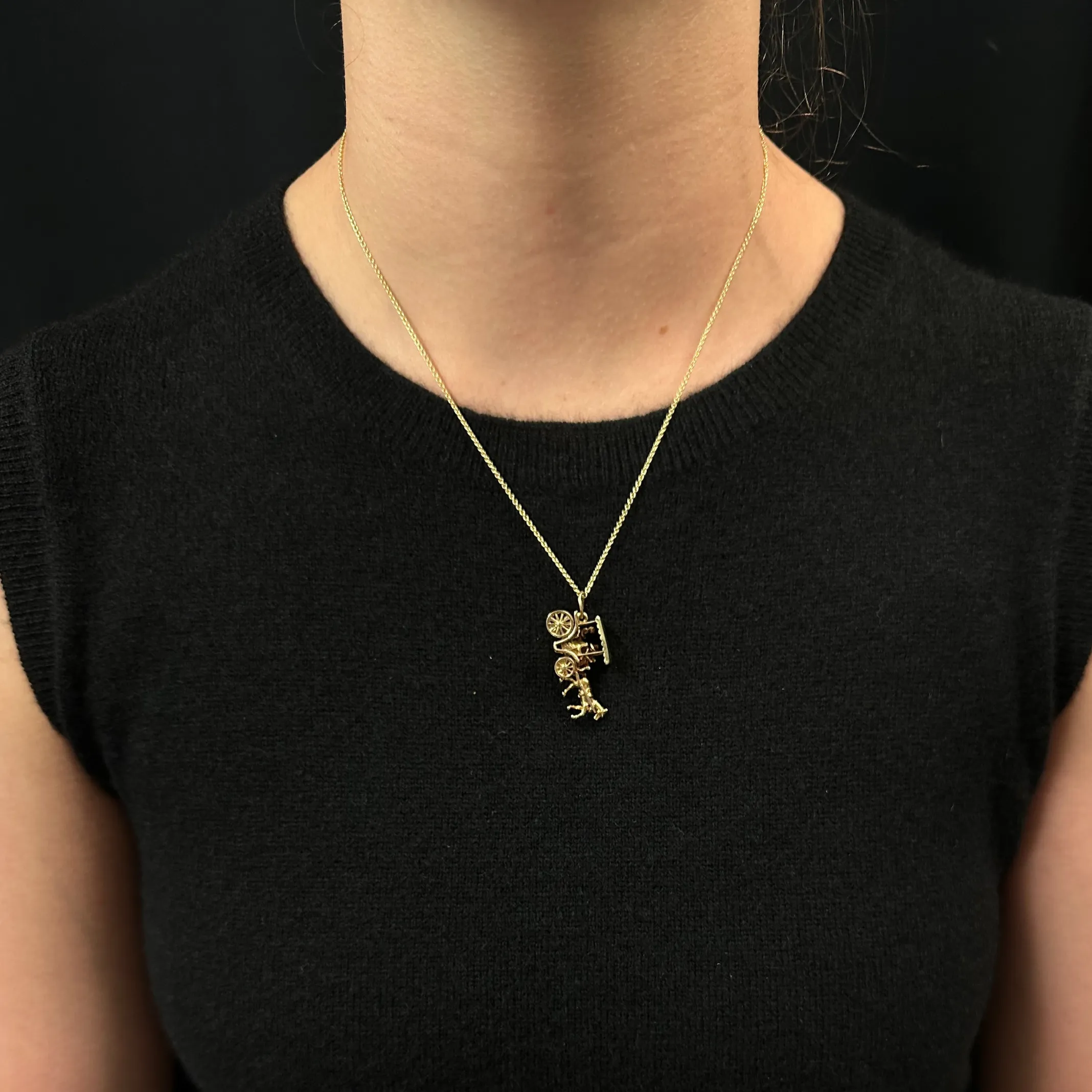 Vintage 14K Two-Toned English Horse Drawn Carriage Charm