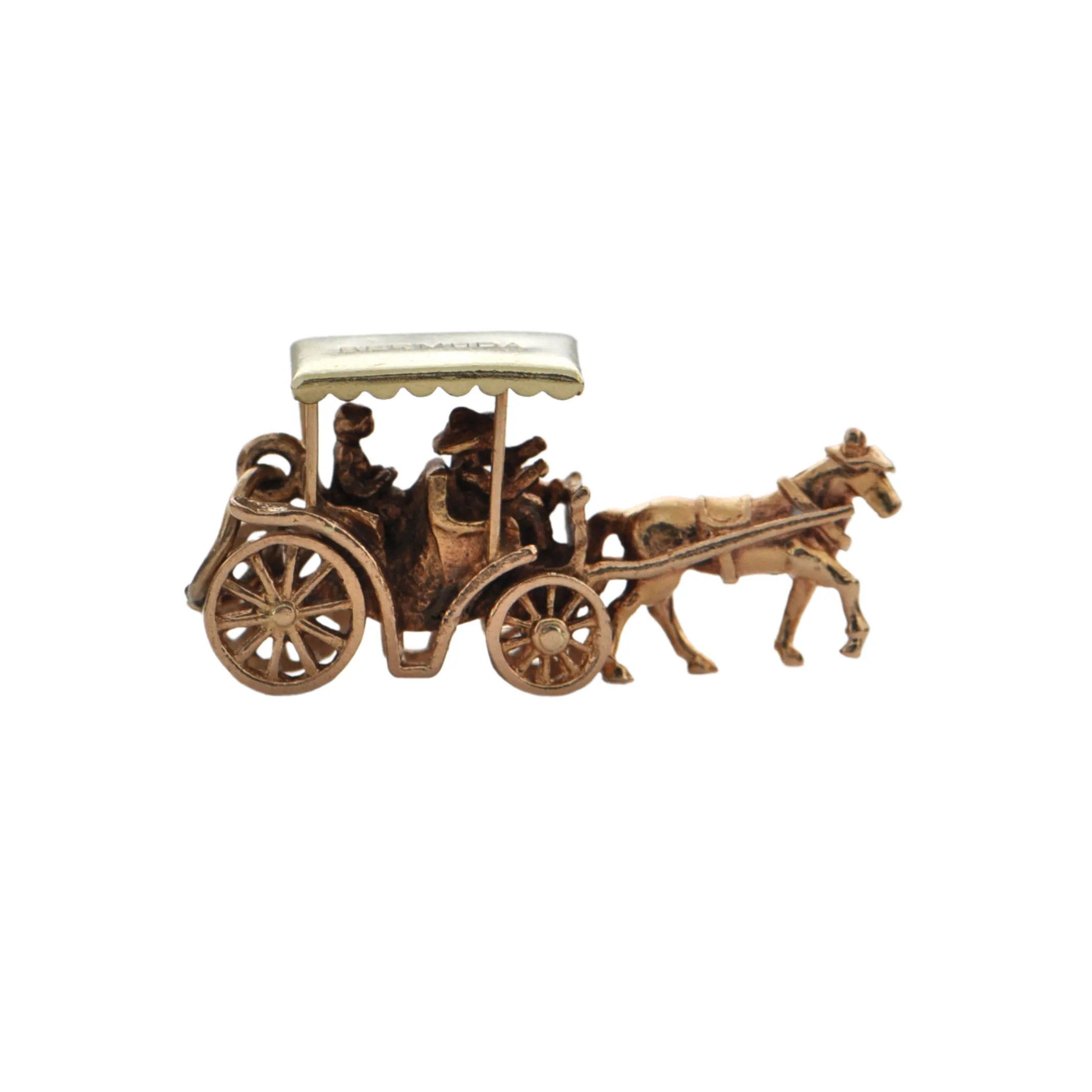 Vintage 14K Two-Toned English Horse Drawn Carriage Charm