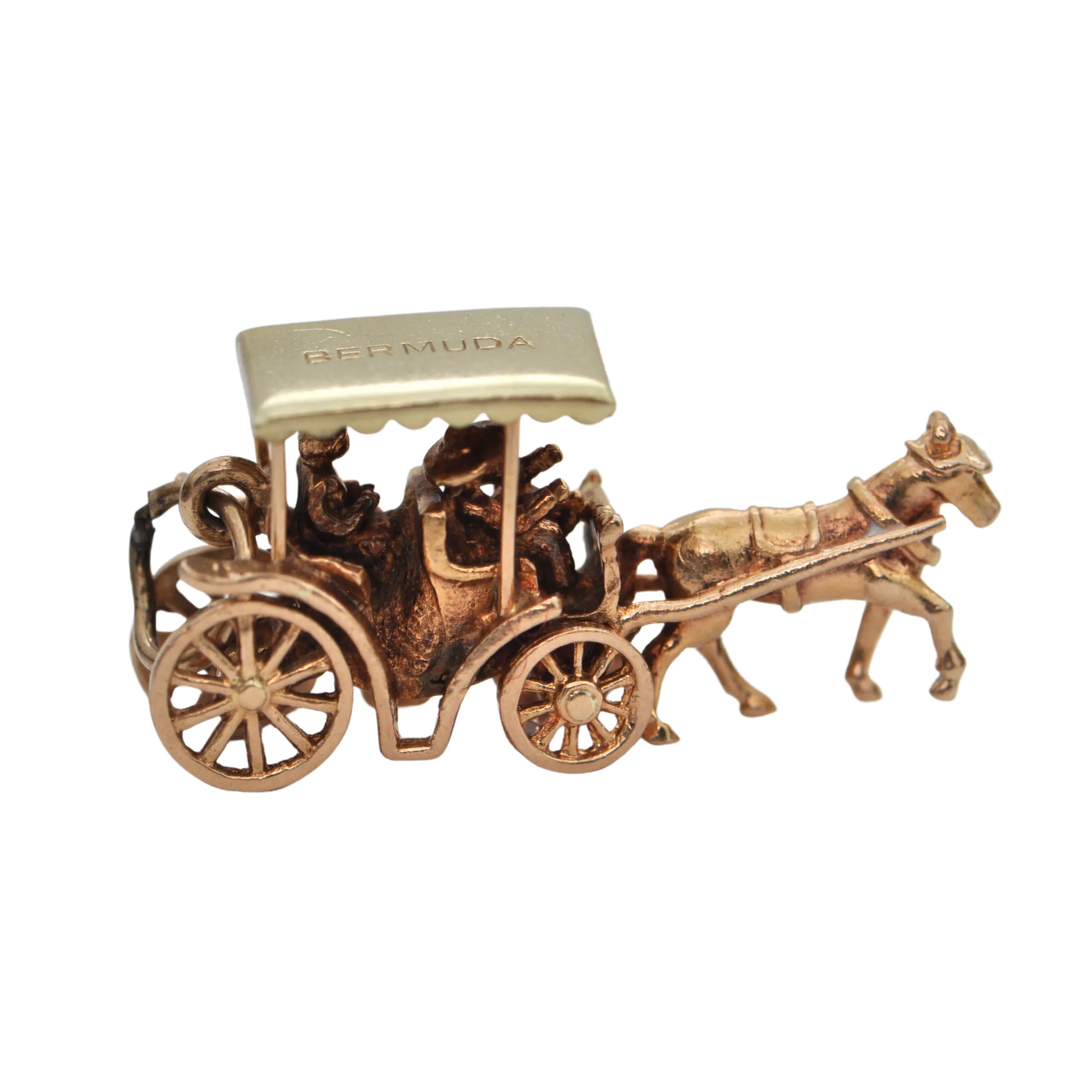 Vintage 14K Two-Toned English Horse Drawn Carriage Charm