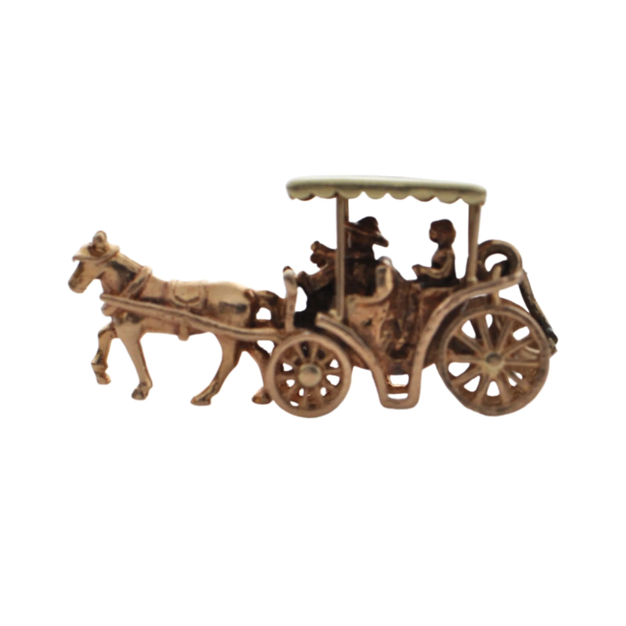 Vintage 14K Two-Toned English Horse Drawn Carriage Charm