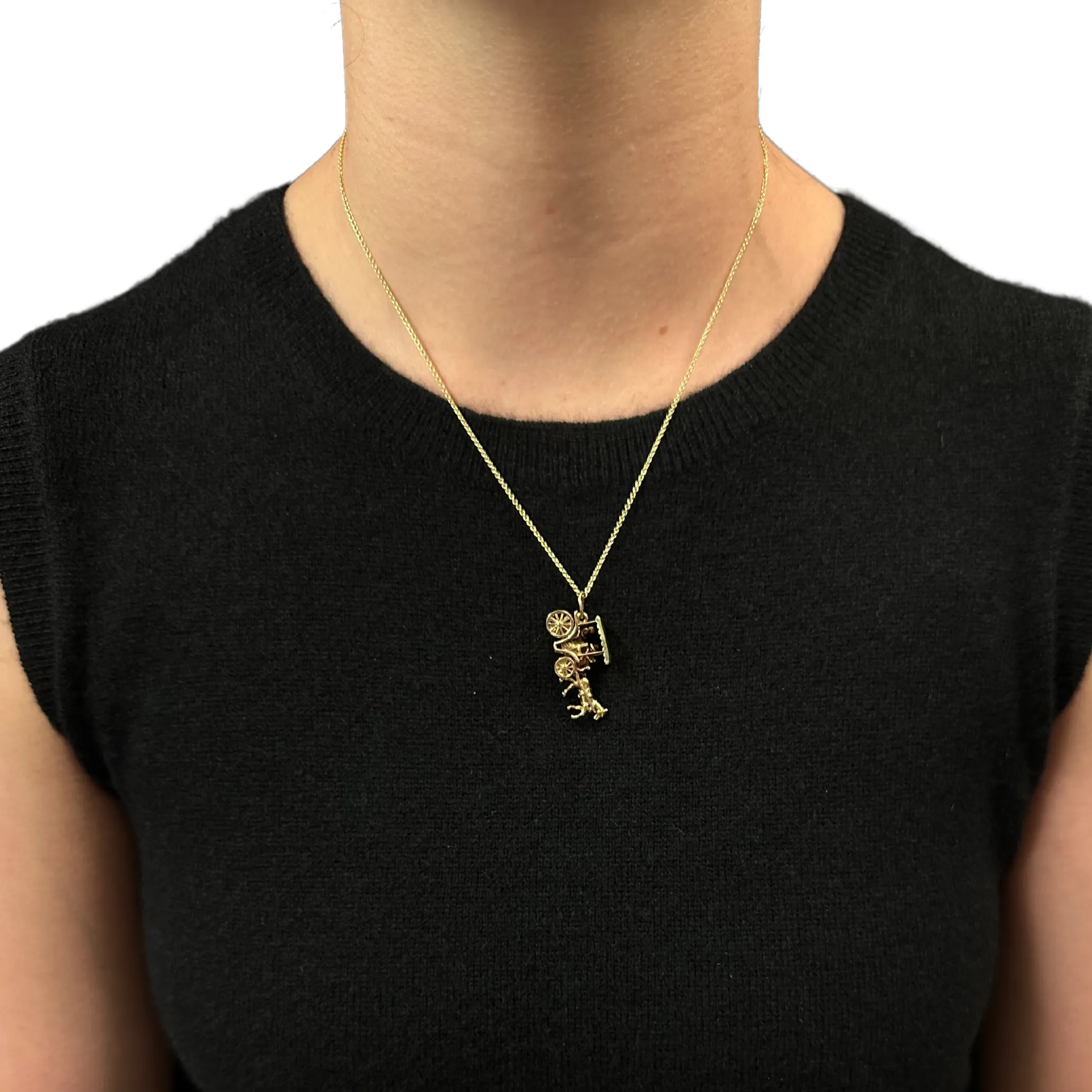 Vintage 14K Two-Toned English Horse Drawn Carriage Charm