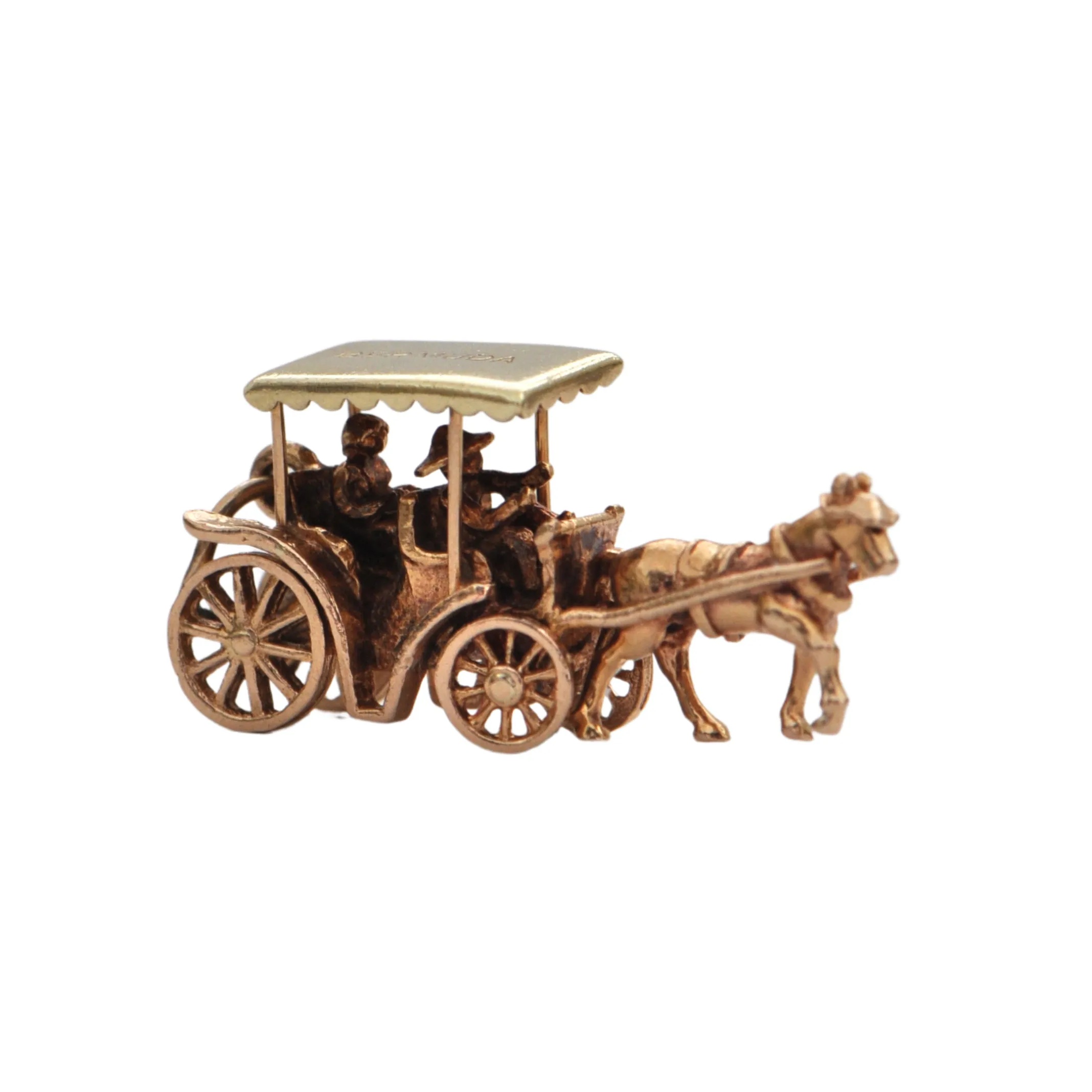 Vintage 14K Two-Toned English Horse Drawn Carriage Charm