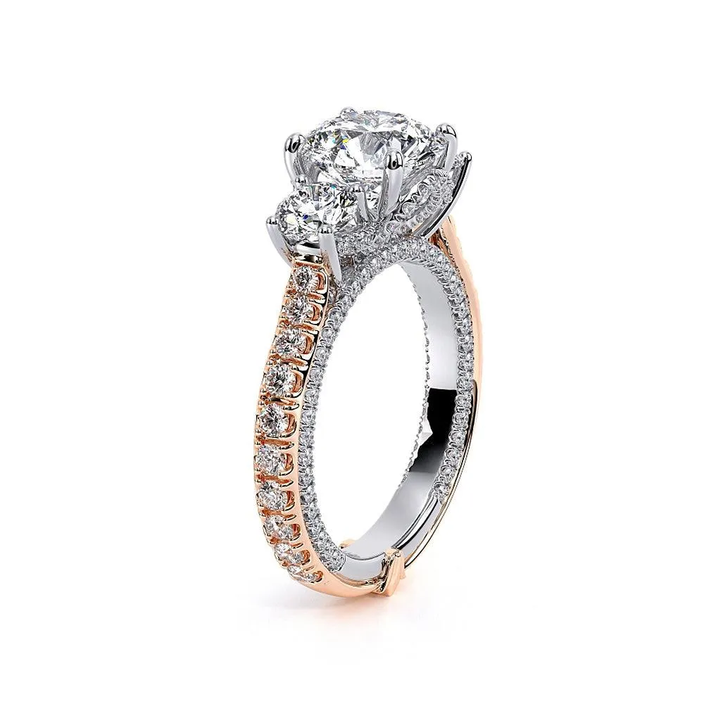 Vintage Two-Tone Three Stone Round Moissanite Engagement Ring