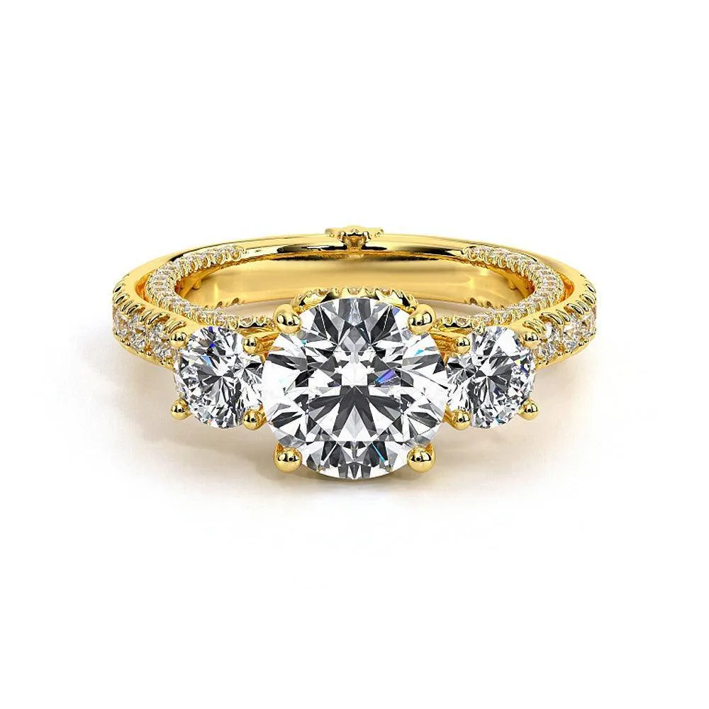 Vintage Two-Tone Three Stone Round Moissanite Engagement Ring