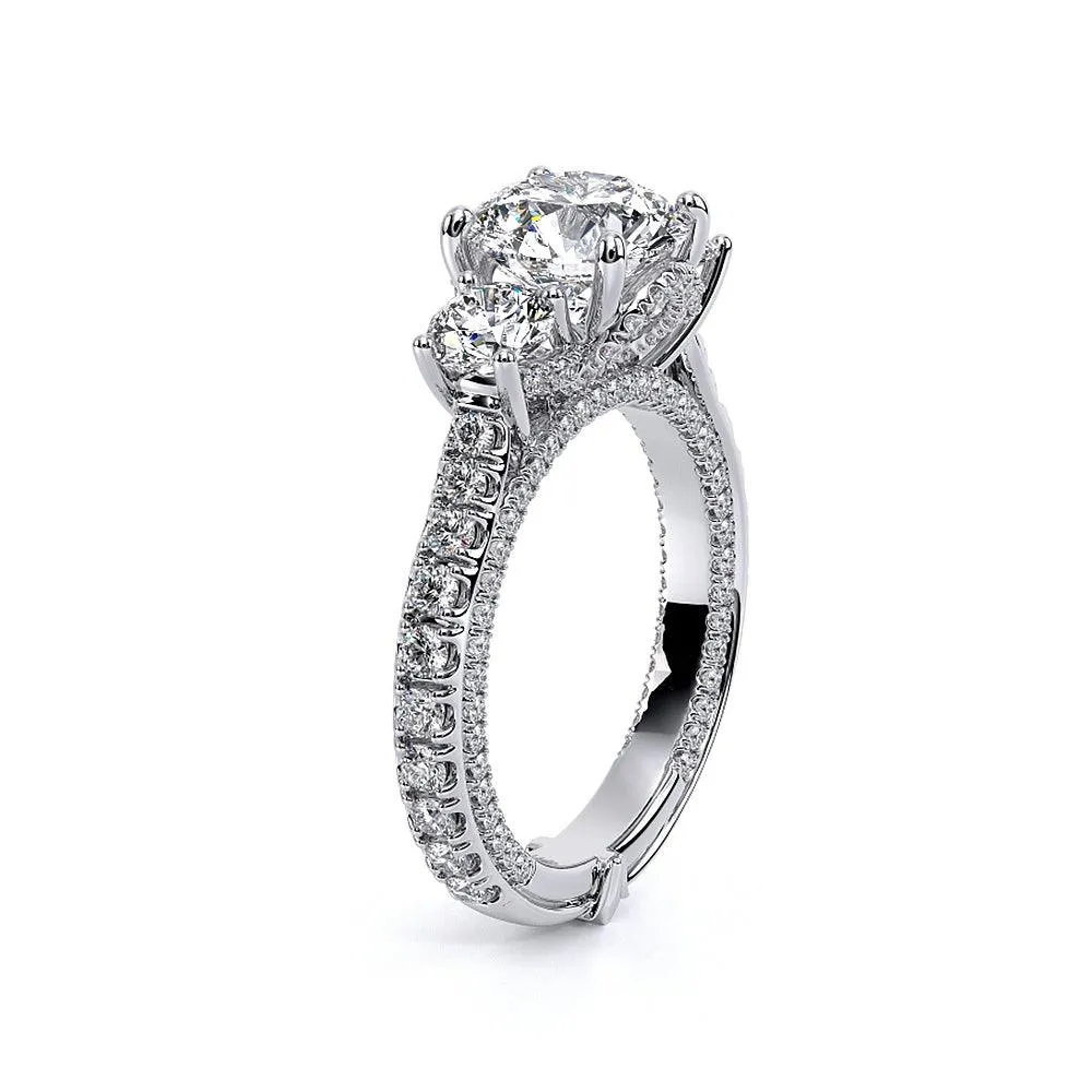 Vintage Two-Tone Three Stone Round Moissanite Engagement Ring