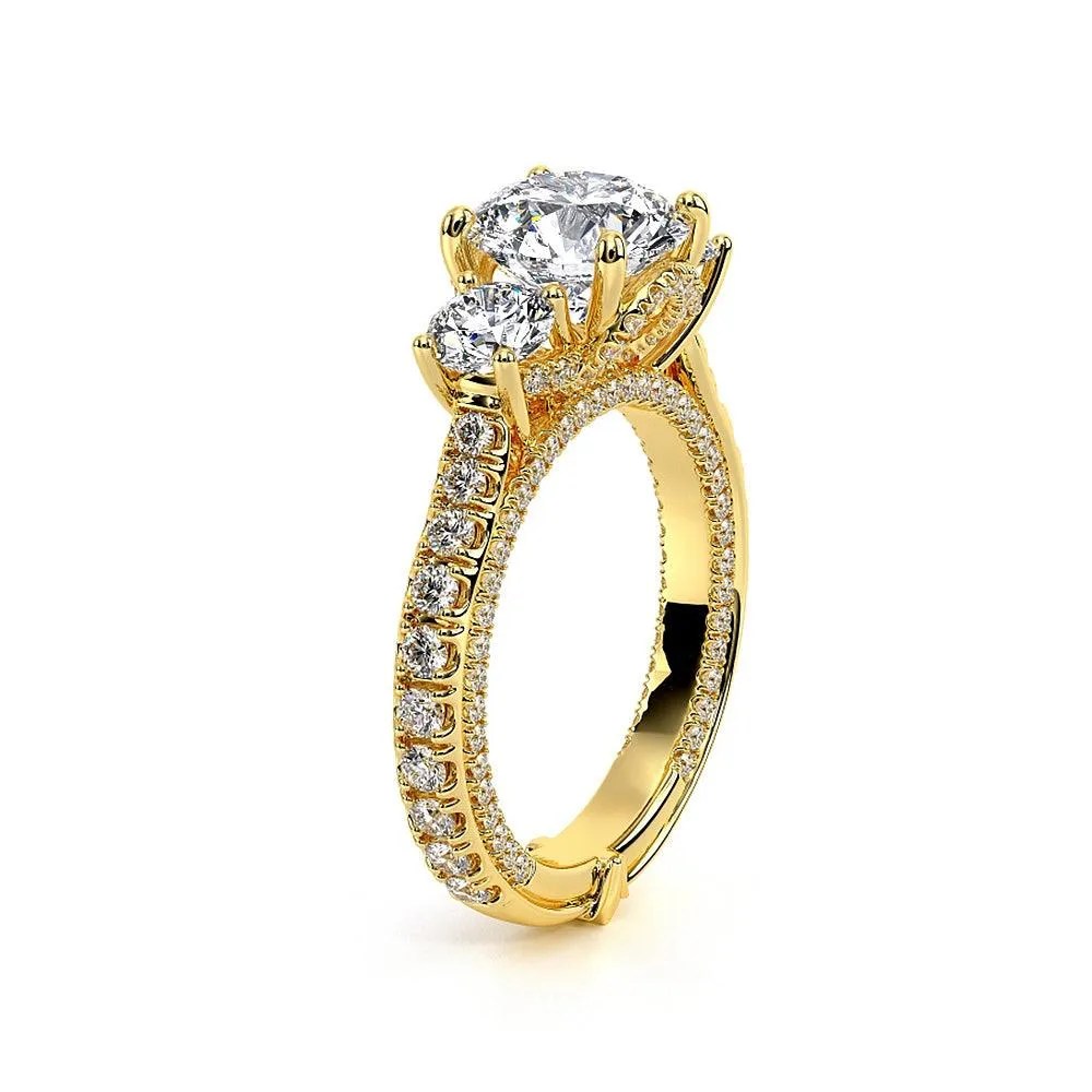 Vintage Two-Tone Three Stone Round Moissanite Engagement Ring