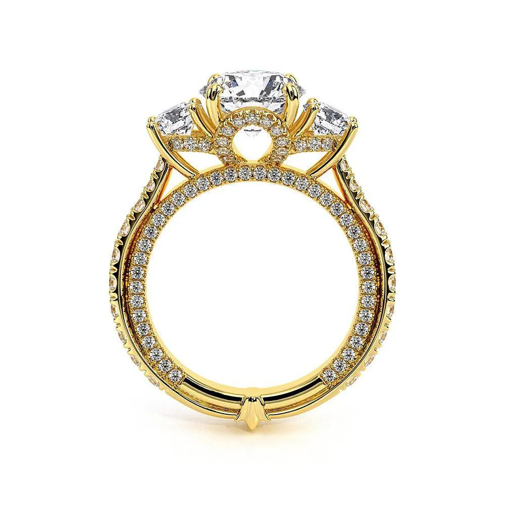Vintage Two-Tone Three Stone Round Moissanite Engagement Ring