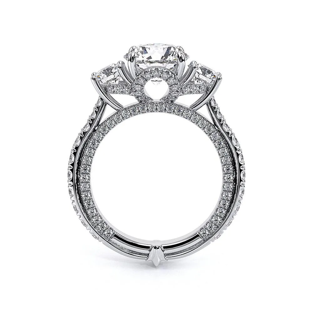 Vintage Two-Tone Three Stone Round Moissanite Engagement Ring