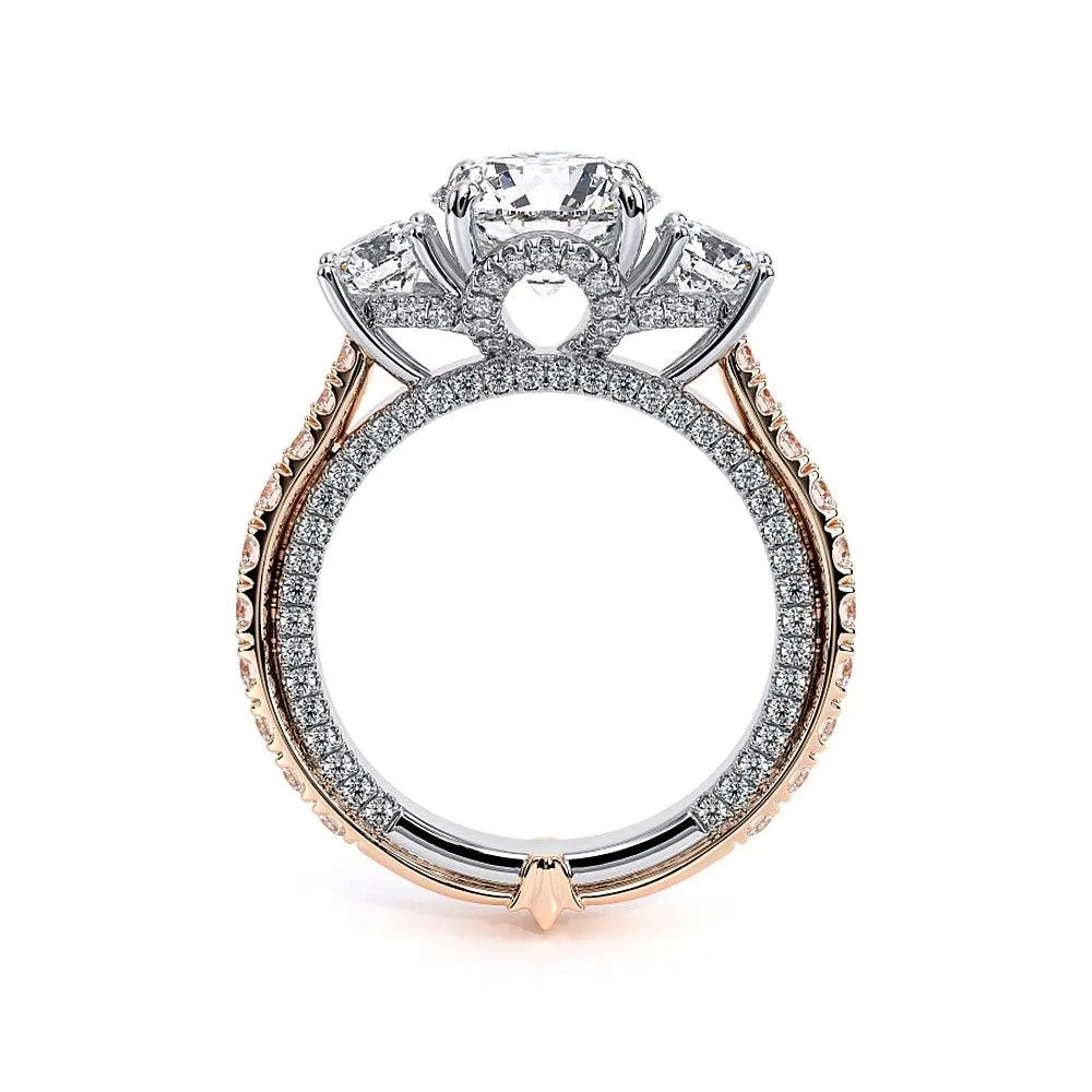 Vintage Two-Tone Three Stone Round Moissanite Engagement Ring
