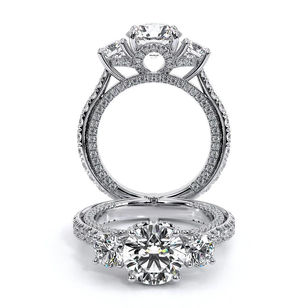 Vintage Two-Tone Three Stone Round Moissanite Engagement Ring