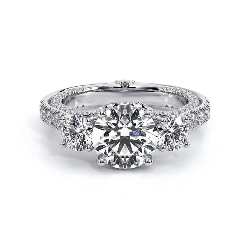 Vintage Two-Tone Three Stone Round Moissanite Engagement Ring