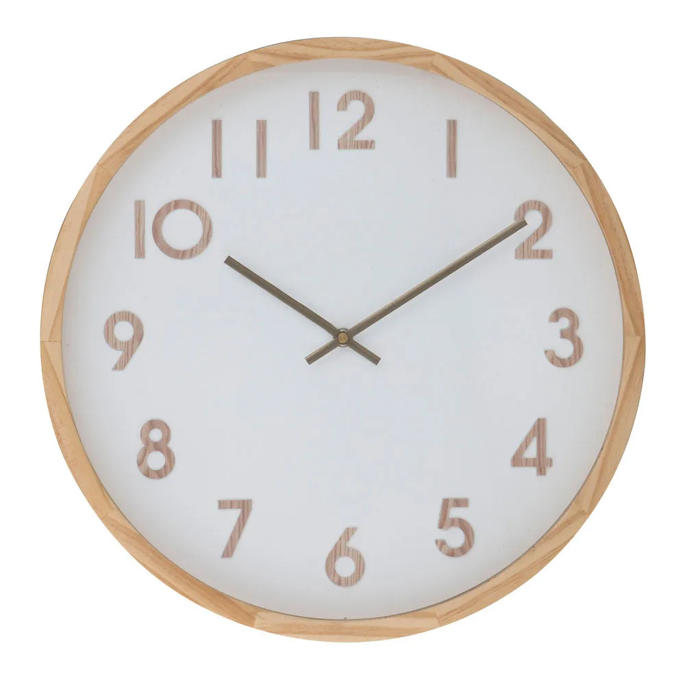 Wall Clock Leonard Natural & White 41.5x41.5x5.5cm