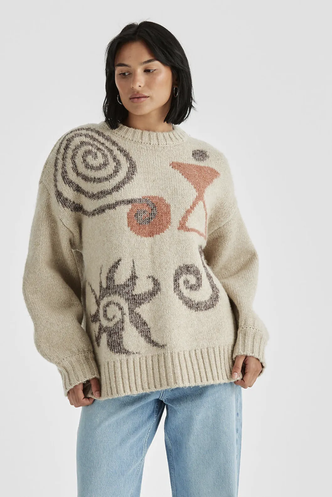 WRANGLER SYMBOLS SLOUCH KNIT - CREAM CACAO
