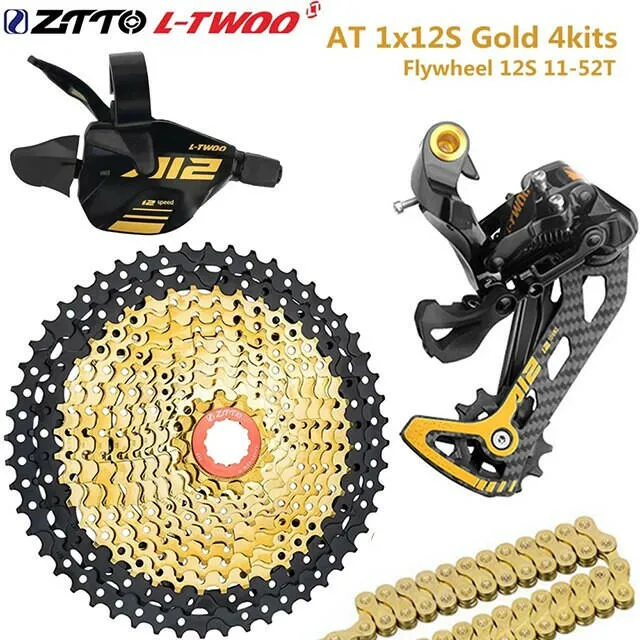 ZTTO MTB Bike 12 Speed Gold Groupset 1X12 Shifter Carbon Cage Rear Derailleur 12S11-52T Black Gold K7 Cassette 12V Chain Current